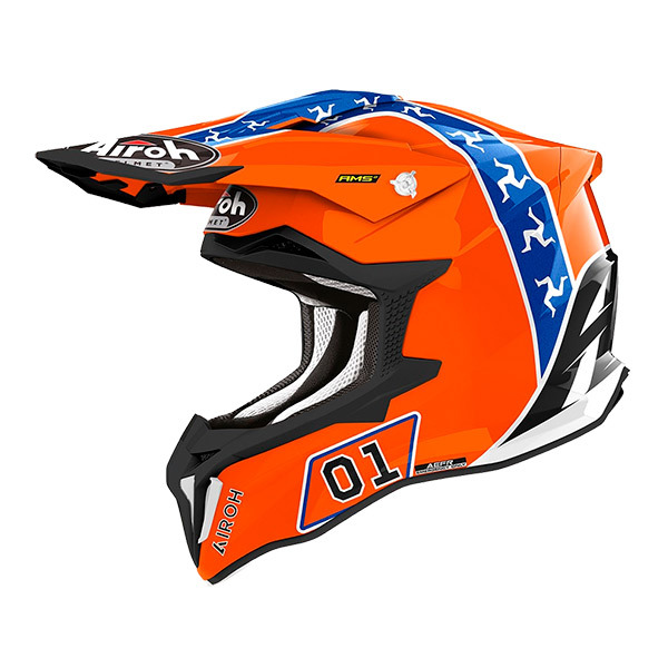 Casco Motocross Airoh Strycker Hazzard Arancione Lucido - EuroBikes